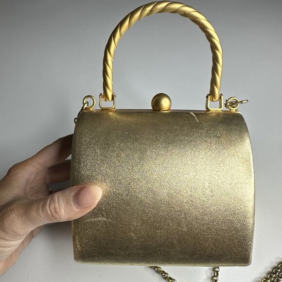 Rare Inge Christopher Soft Gold Metal Evening Clutch, Cocktail Minaudière Purse - Picture 2 of 16